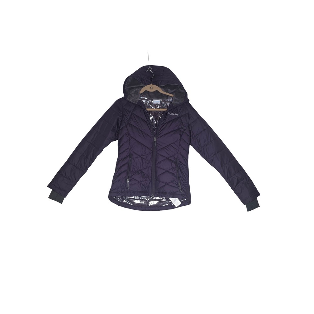 Columbia Omni-Heat Hooded PufferJacket Purple XS Quilted Insulated Coat Outdoor